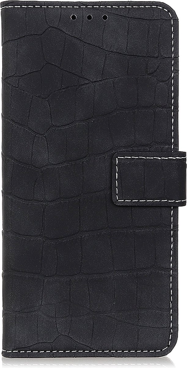 Mobigear Telefoonhoesje geschikt voor POCO X5 Hoesje | Mobigear Croco Bookcase Portemonnee | Pasjeshouder voor 3 Pasjes | Telefoonhoesje voor Pinpas / OV Kaart / Rijbewijs - Zwart
