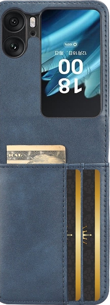 Mobigear Hoesje geschikt voor OPPO Find N2 Flip Telefoonhoesje Hardcase | Mobigear Excellent Wallet Backcover | Find N2 Flip Case | Back Cover - Blauw