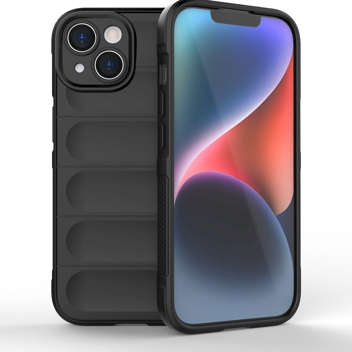 Mobigear Hoesje geschikt voor Apple iPhone 15 Telefoonhoesje Flexibel TPU | Mobigear Bumpy Backcover | iPhone 15 Case | Back Cover - Zwart