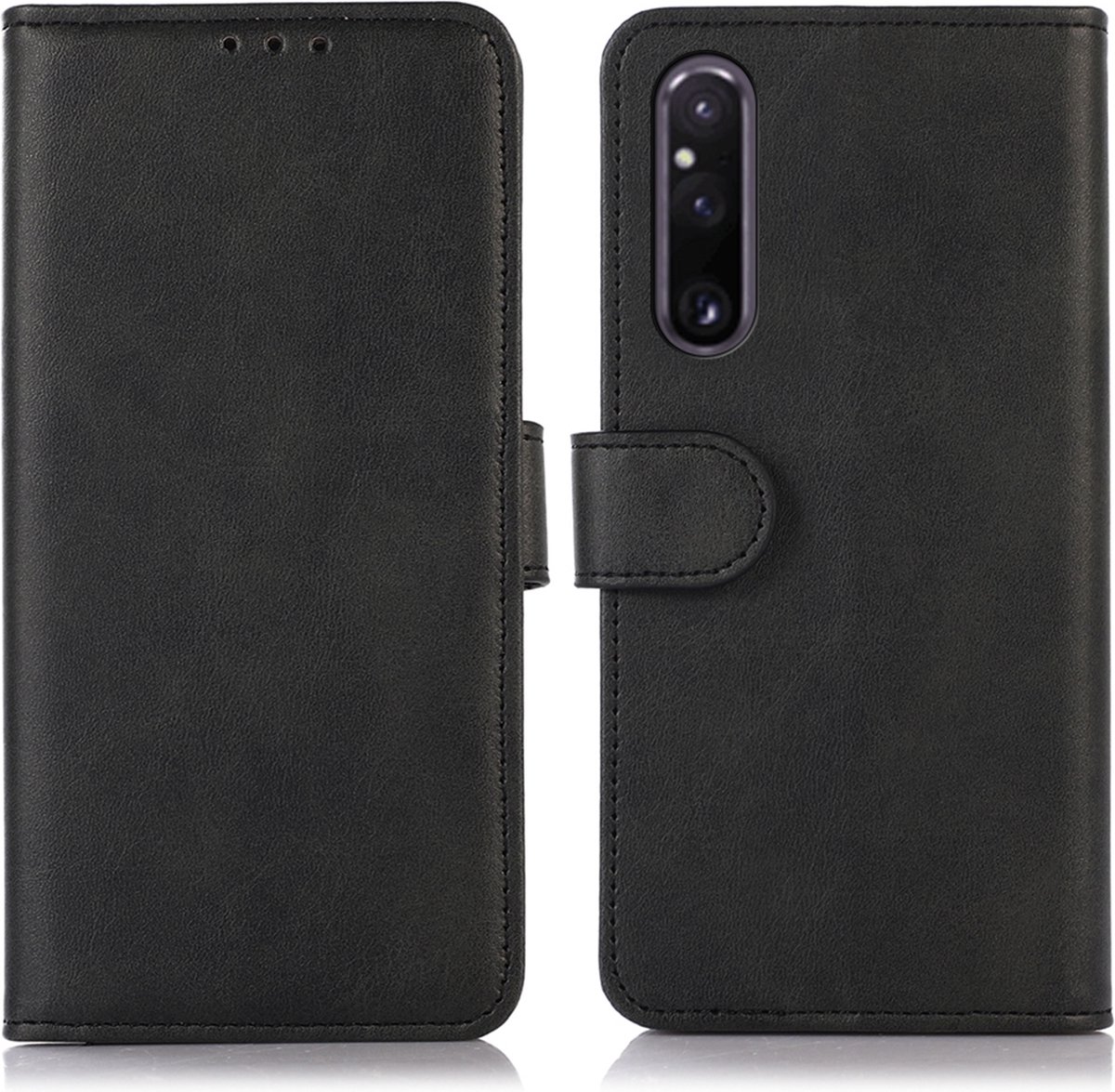 Mobigear Telefoonhoesje geschikt voor Sony Xperia 1 V Hoesje | Mobigear Wallet Bookcase Portemonnee | Pasjeshouder voor 3 Pasjes | Telefoonhoesje voor Pinpas / OV Kaart / Rijbewijs - Zwart