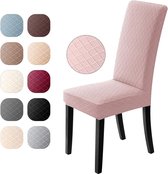 Housses de siège extensibles élastiques modernes, Housses de siège amovibles et lavables, Housses de protection de meubles en jacquard pour salle à manger/ Hotel(6 pièces, rose) – N