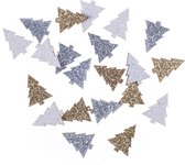 Houten sterren met gouden glitter, strooidecoratie voor Kerstmis