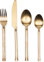 Riviera Maison bestekset, 1 persoons, Vork, mes, lepel, dessertlepel - RM Navigli Cutlery 4 stuks - goud