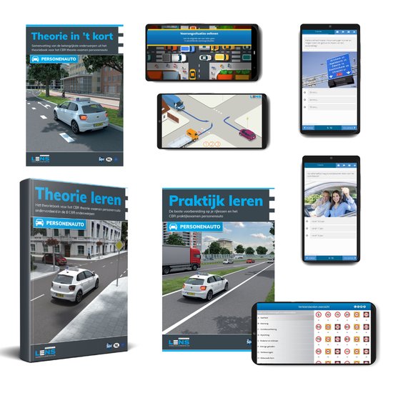 Auto Theorieboek Rijbewijs B 2024 - 3 Maanden Onbeperkt 60 Examens, 9 Toetsen en 3250 Oefenvragen - Praktijkboek (RIS) - Samenvatting - Verkeersborden - CBR Info - Lens
