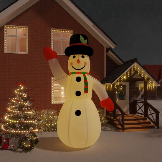Buiten Kerstdecoratie Met Pinguïns Ailgely Opblaasbare Kerstsneeuwman 180 Cm – Met Pinguïns, LED En Zandzakken Led Verlichting Sneeuwman