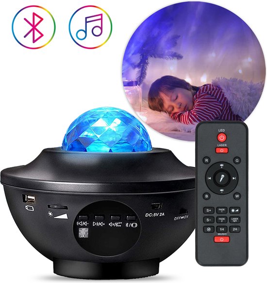 iMoshion Sterren Projector - Projector Sterrenhemel met 10 lichtstanden - Nachtlampje / Sterrenprojector Kinderen - Galaxy Projector met Muziek - Inclusief Afstandsbediening en Oplaadkabel