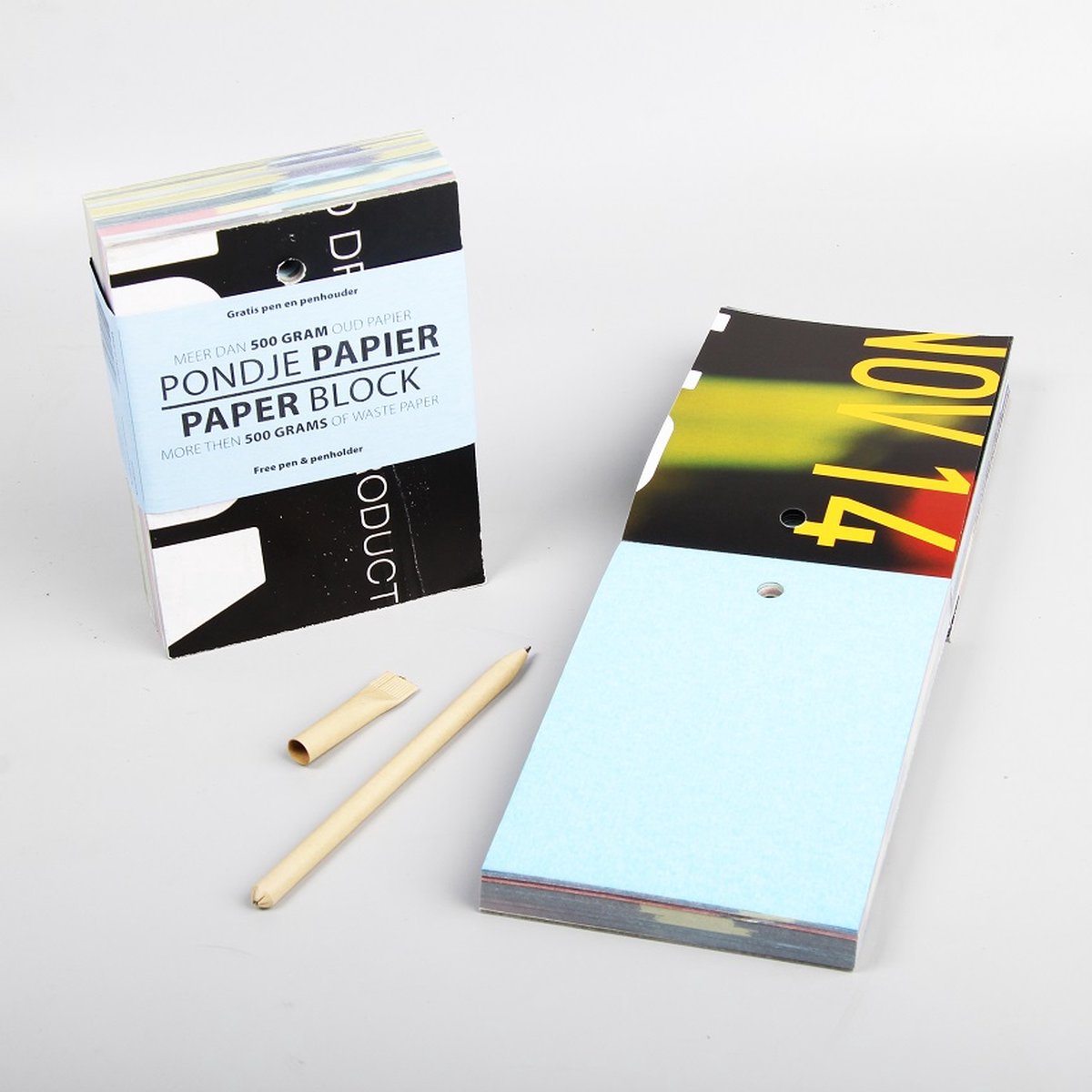 Pondje Papier– Uniek Duurzaam Notitieblok A6 – Ecologisch Kladblok van Geüpcycled Papier – Met Gratis Pen – Groen Cadeau