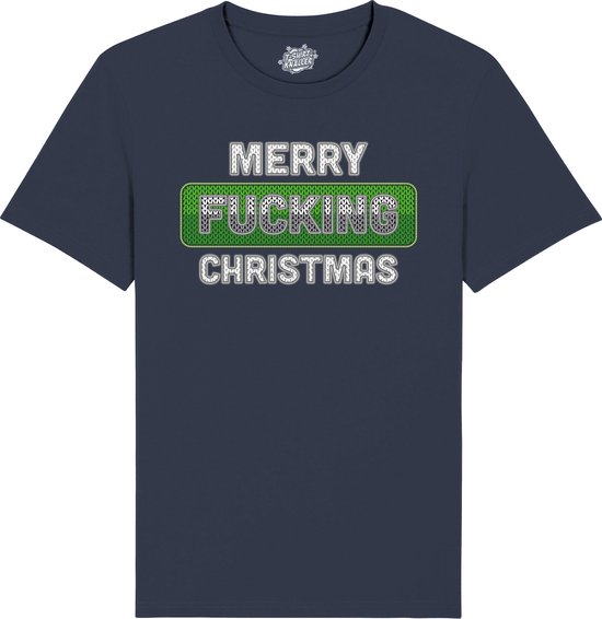 Merry F*cking Christmas - Foute Kersttrui Kerstcadeau - Dames / Heren / Unisex Kleding - Grappige Kerst Outfit - T-Shirt - Unisex - Navy Blauw - Maat 4XL