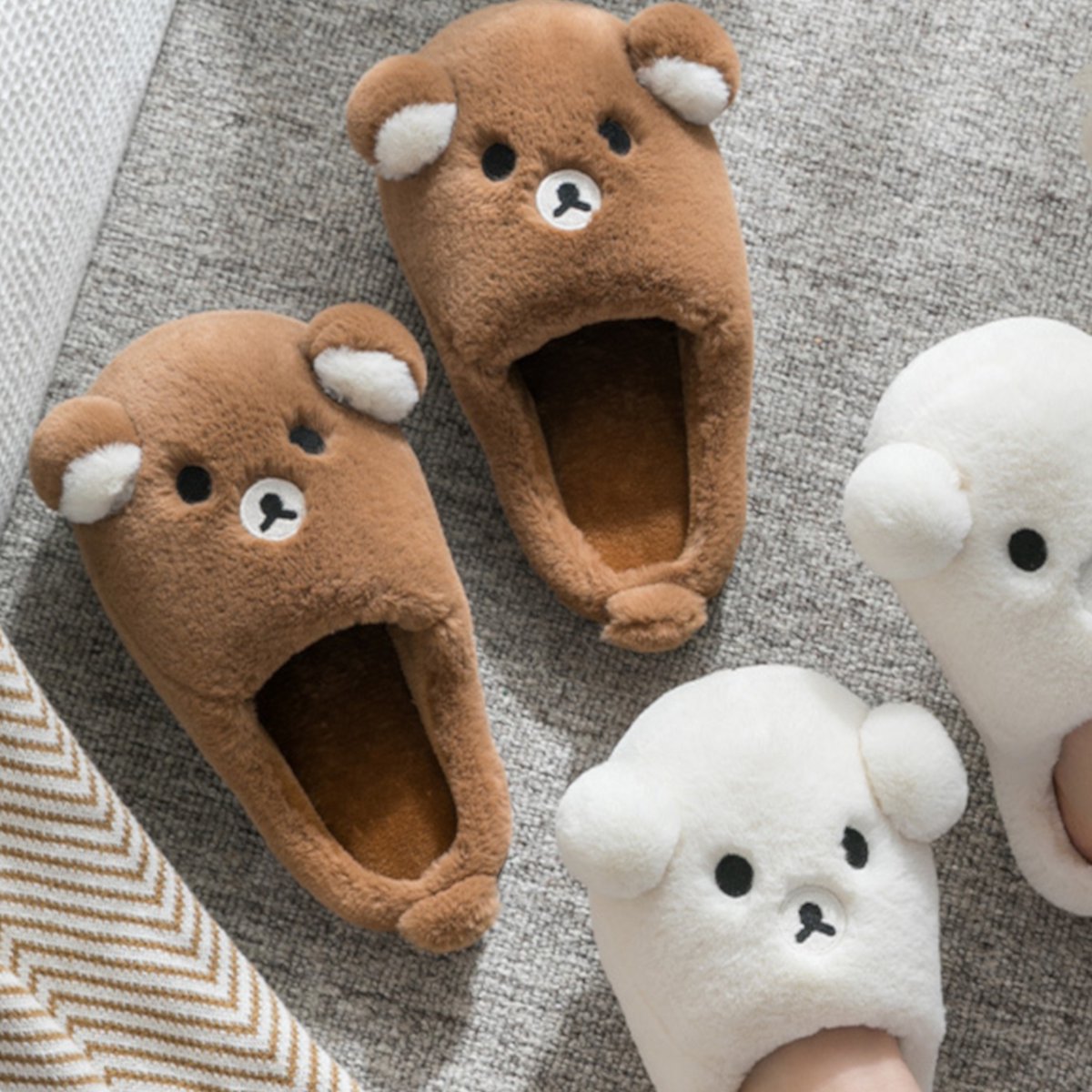 Ceekito Pluche Beren Pantoffels voor Kinderen – Warme Teddy Huissloffen met Antislipzool – Jongens & Meisjes – Bruin – Maat 25/26