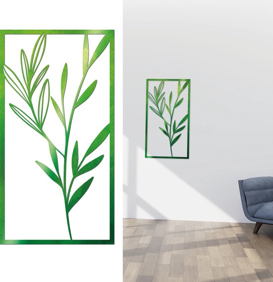 DEKODU TAIM 1 Large - Wanddecoratie - Groen Print - UV Print - Acrylaat art - Line art - Wall art - Bohemian - Modern - Botanical - Plant - Transparant - Wandborden - Woonkamer - natuur - kado - Kunst - Abstract - geschenk - 80x42 cm