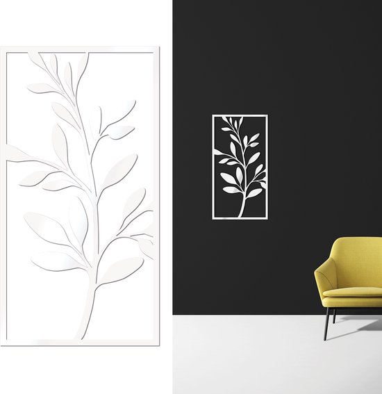 DEKODU TAIM 3 Large - Wanddecoratie - Wit - Acrylaat art - Line art - Wall art - Bohemian - Modern - Botanical - Plant - Wandborden - Woonkamer - natuur - kado - Kunst - Abstract - geschenk - 80x42 cm