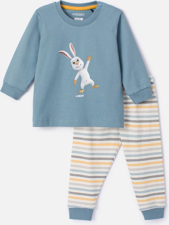 Pyjama Woody bébé garçon - bleu glacier - lièvre - 232-10-PLC- S/177 - taille 68