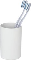 Tandenborstelbeker , hoogwaardige tandenborstelhouder voor tandenborstel en tandpasta van fijn keramiek, Ø 7 x 11 cm, wit mat