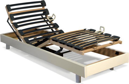 Elektrisch verstelbare bedbodem met multiplexlatten - 5 vlakken - stevigheid instelbaar - 70x190cm - wit L 190 cm x H 30 cm x D 70 cm