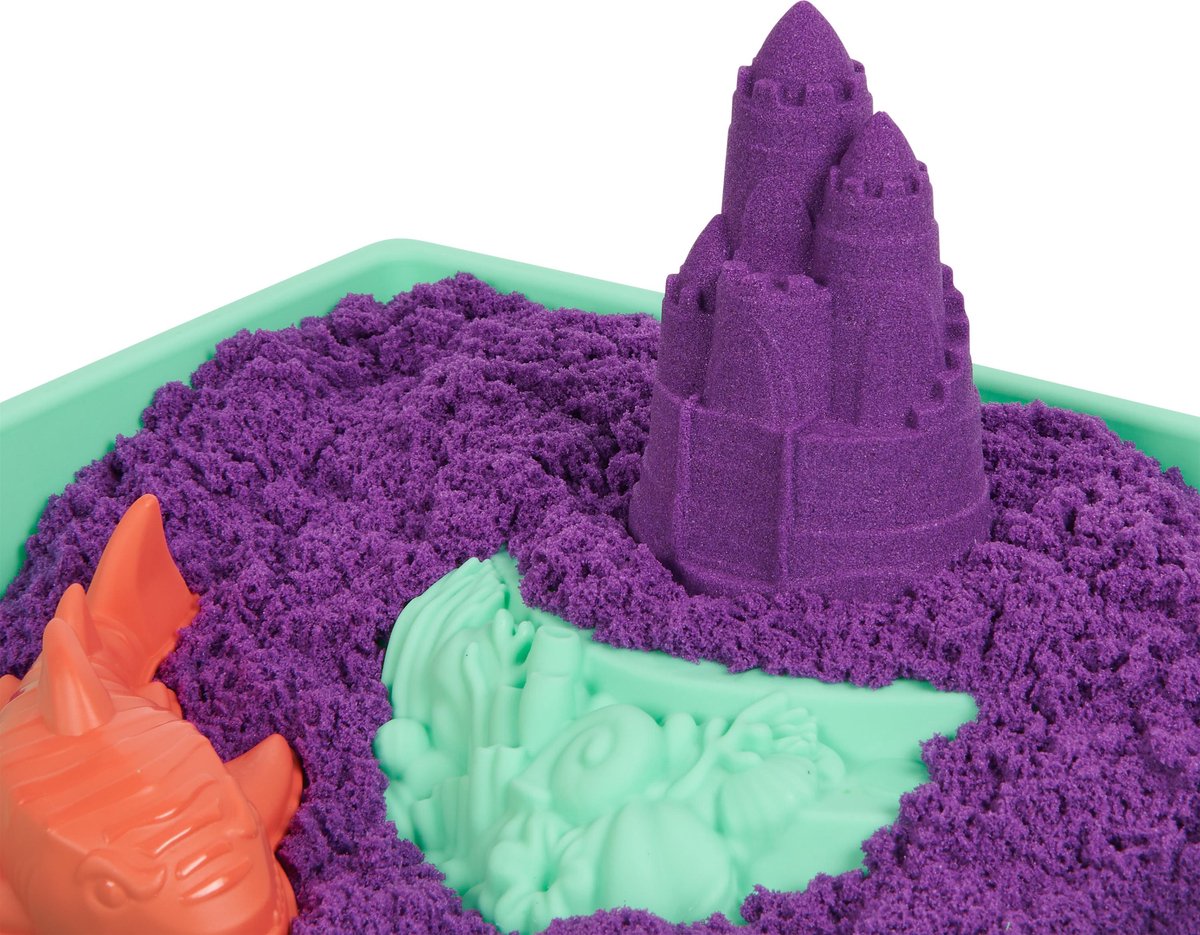 Kinetic Sand - Zandbak-set met 454 g paars origineel Kinetic Sand opbergzandbak 4 vormen en gereedschap - Sensorisch speelgoed — afbeelding 6