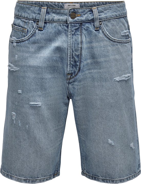 Korte broek- shorts- jeans- denim- Only & Sons- destroyed- regular fit- Maat S