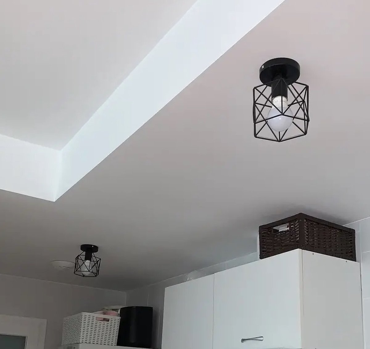 ZMH Vintage hallamp, zwart, retro keukenlamp voor slaapkamer, keuken, hal, industriële lamp van metaal met 1 x E27, plafondverlichting voor woonkamer, hal