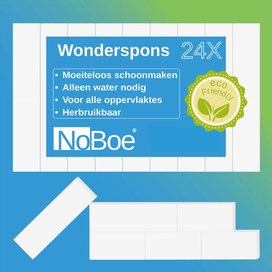 NoBoe Wonderspons - 3cm Dik - 20% Hogere Dichtheid - Eco-Friendly - 24 Stuks