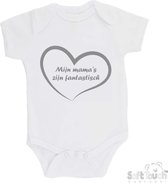 100% katoenen Romper "Mijn mama's zijn fantastisch" Twee Moeders 2 Moeders Twee Mama's 2 Mama's Unisex Katoen Wit/grijs Maat 56/62