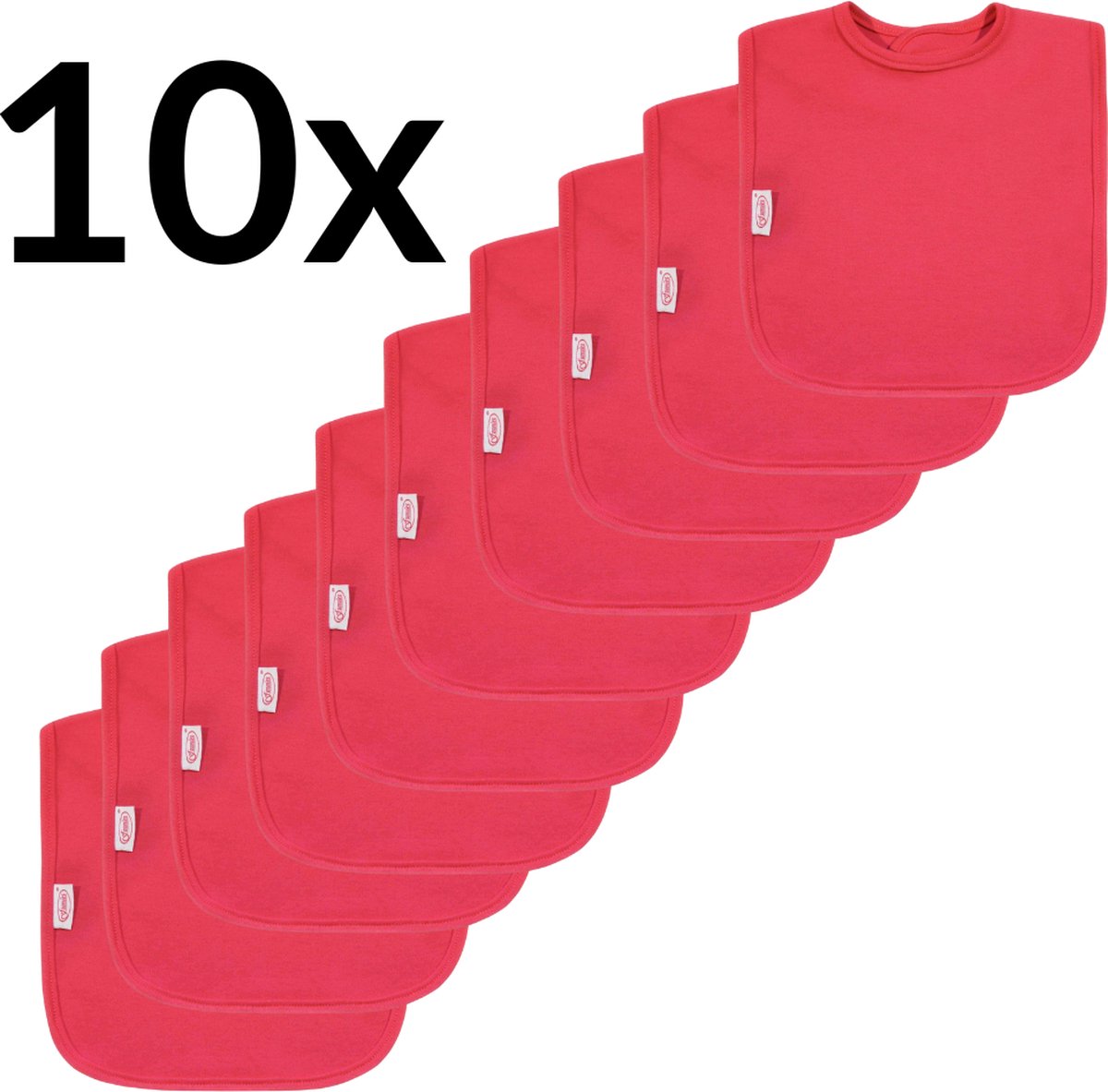 Goedkoopste Funnies Interlock Slabben 10-Pack Fuchsia - Set van 10 Zachte Slabbetjes - Slabbers - Kwijldoekjes - 25x40 cm - Gemaakt van Duurzaam Katoen - Absorberend en Makkelijk Wasbaar - Ideaal voor Voeden en Kwijlen