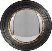 HAES DECO - Bolle ronde Spiegel - Kleur Zwart - Formaat Ø 38x4 cm - Materiaal Polyurethaan ( PU) - Wandspiegel, Spiegel rond, Convex Glas