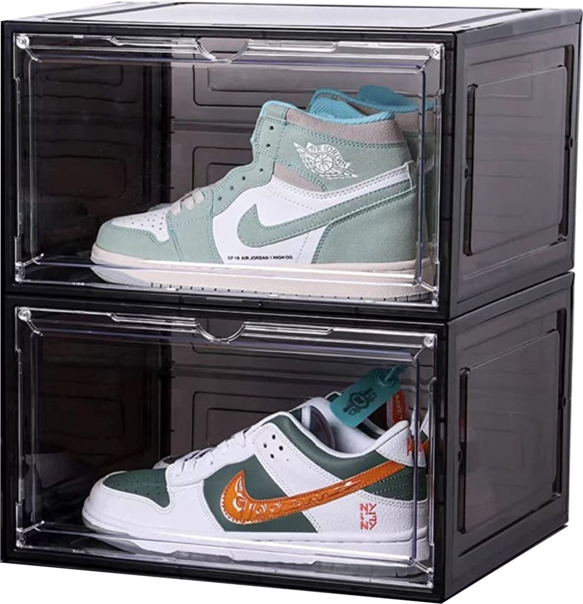 Stackkicks Premium Sneaker box - Schoenenopbergsysteem - Sneakerbox - Schoenendoos Zwart - Schoenenorganizer - 2 pack