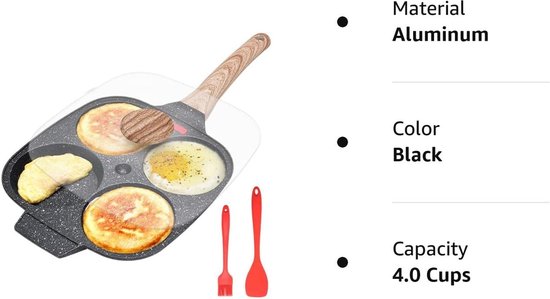 Mini Poêle à Omelette Antiadhésive VALICLUD Avec Couvercle - Idéale Pour œufs, Pancakes, BBQ, Cuisine Intérieure Ou Extérieure - 4