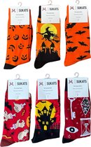 Sukats® The Casual Ones | 6 Paar | Maat 38-44 | One-Size | Unisex | Halloween Sokken | Halloween mix | Happy Fun Colorful Socks | Vrolijke Sokken | Grappige Sokken | Alledaagse Kousen