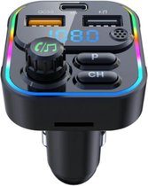 Kwaliteit Auto Mp3 Speler & FM Transmitter - Bluetooth 5.0, Handsfree Bellen, Dubbele USB & Type C Oplader, Kleurrijke Verlichting