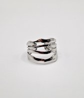 Verstelbare ring - zilver - multi lagen - statement piece - Verstelbare ring - 21mm -