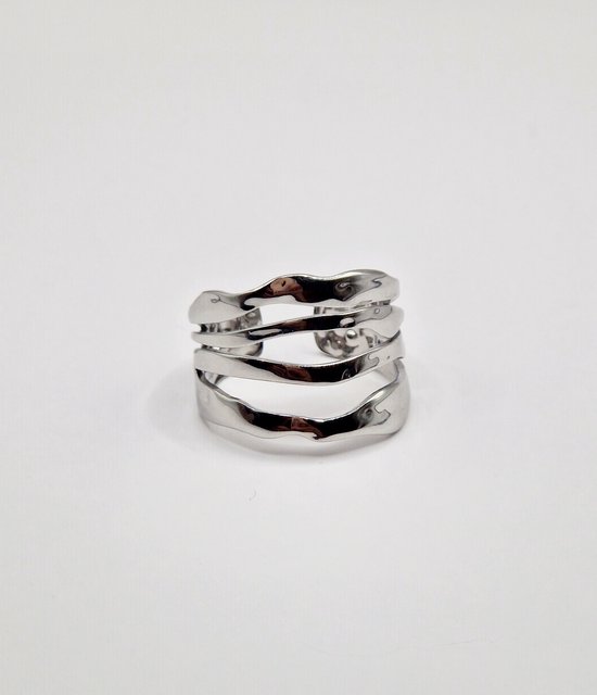 Verstelbare ring - zilver - multi lagen - statement piece - Verstelbare ring - 21mm -