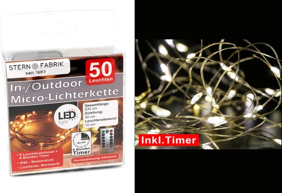 Fil lumineux Stern Fabrik argent - 50 LEDS - blanc chaud - 500 cm - télécommande