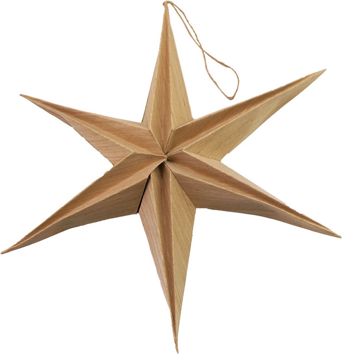 Stern Fabrik kerstster decoratie - bruin - 29 cm - eco - papier - 6 punten - hangend