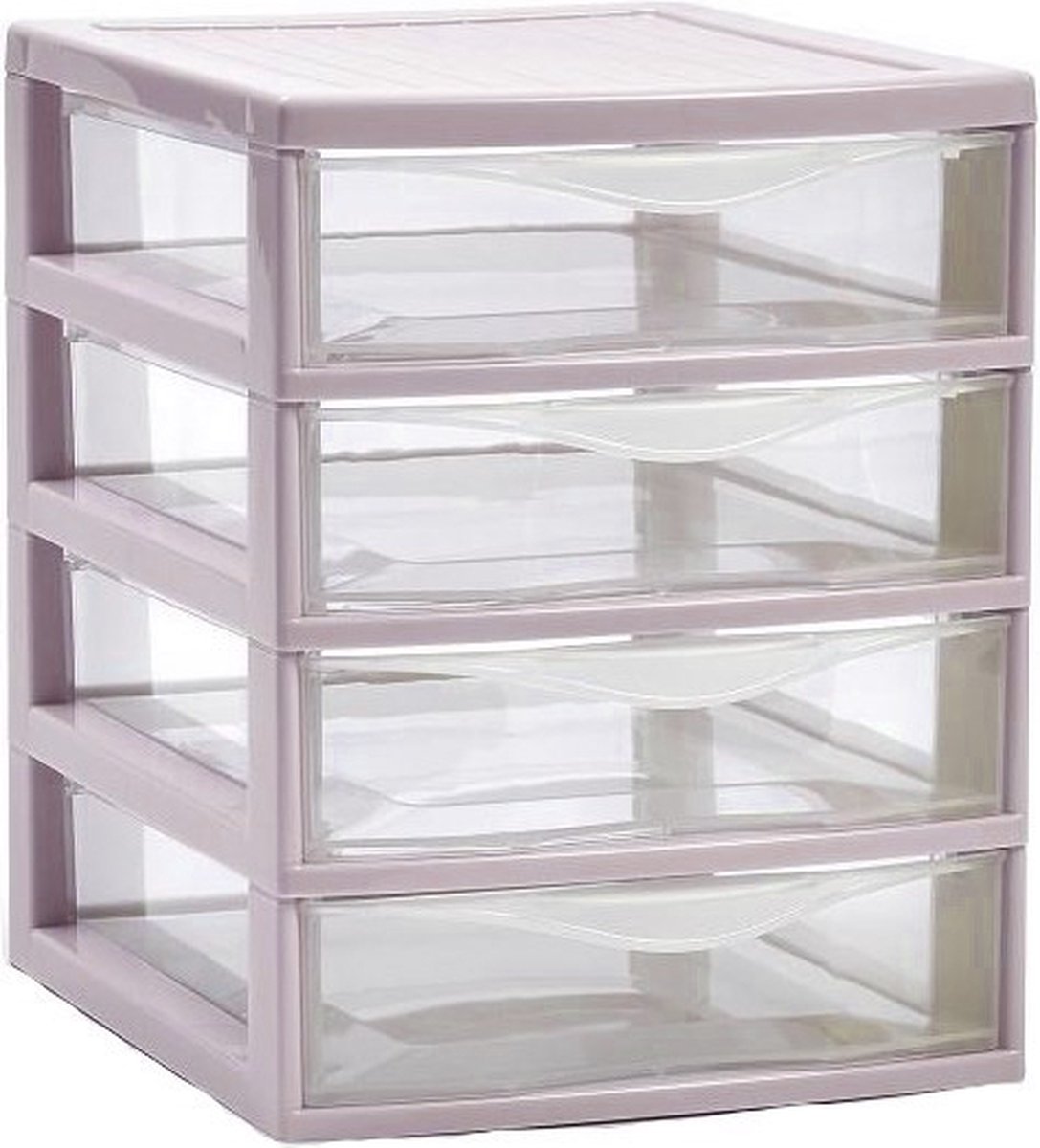 Plasticforte Ladeblokje/bureau organizer 4x lades - oud roze/transparant - L18 x B21 x H23 cm - plastic