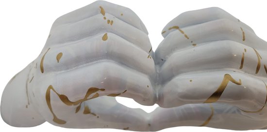 Gilde Handwerk - Hands de signe d'amour - Sculpture d'image en or BLANC - Coeur de mains d'amour en polyrésine