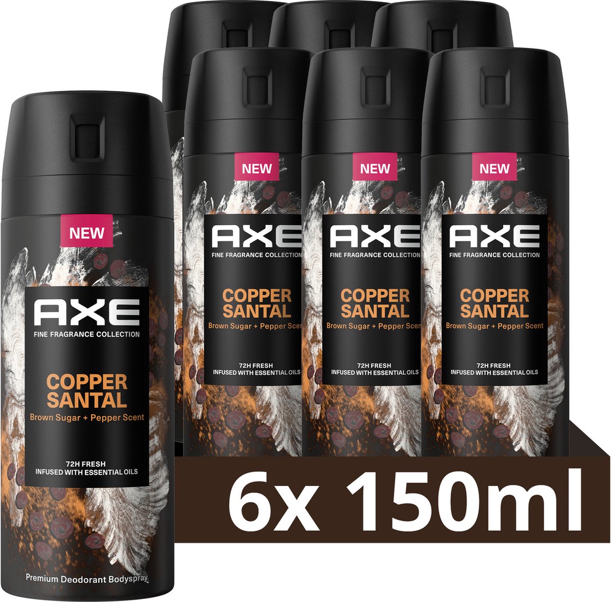 Goedkoopste AXE Fine Fragrance Collection Copper Santal - Premium Deodorant Bodyspray - 6 x 150 ml - Voordeelverpakking