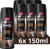 Déodorant Axe - Fine Fragrance Spray - Copper Santal - Pack économique - 6 x 150 ml