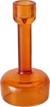 Glazen kandelaar / waxinelichthouder 15cm oranje