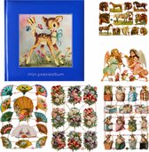 Poëziealbum - 16x16 - Donkerblauw - Hertje met vlinders - met 5 vellen Poëzieplaatjes - Versjes - Gedicht - Cadeau - Sint - Geschenk - Knutselen - Hobby - Creatief - Scrapbook - Poezie