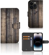 GSM Hoesje Geschikt voor iPhone 15 Pro Leuk Case Cadeau voor Mannen Steigerhout