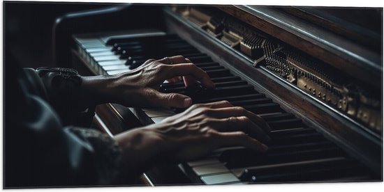 Vlag - Piano - Muziek - Handen - 100x50 cm Foto op Polyester Vlag
