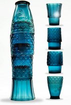 Set van 4 stapelbare Koi Fish drinkglazen handgemaakt natuurlijk blauw glas retro cadeau etentje cocktail water sap koffiekopjes set van 4 250ml