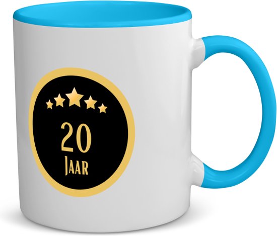 Akyol - 20 jaar koffiemok - theemok blauw - Hoera 20 jaar - iemand die 20 jaar is geworden of 20 jaar lang een relatie hebben of getrouwd zijn - verjaardagscadeau - verjaardag - cadeau - kado - geschenk - relatie - trouwdag - jubileum - 350 ML inhoud