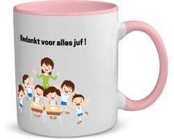 Akyol - bedankt voor alles juf! koffiemok - theemok - roze - Juf - leraressen - verjaardag - cadeautje voor juf - juf artikelen - kado - geschenk - gift - verjaardagscadeau - juffendag - 350 ML inhoud