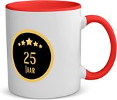 Akyol - 25 jaar koffiemok Rood - theemok - Hoera 25 jaar - iemand die 25 jaar is geworden of 25 jaar lang een relatie hebben of getrouwd zijn - verjaardagscadeau - verjaardag - cadeau - kado - geschenk - trouwdag - jubileum - 350 ML inhoud