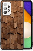 Houten Print Telefoonhoesje geschikt voor Samsung Galaxy A52 | A52s (5G/4G) Wooden Cubes
