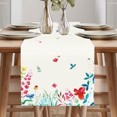 Chemin de table lavable élégant pour la maison, chemin de table pour salle à manger, party, décoration de vacances (40 x 180 cm, fleurs printanières)