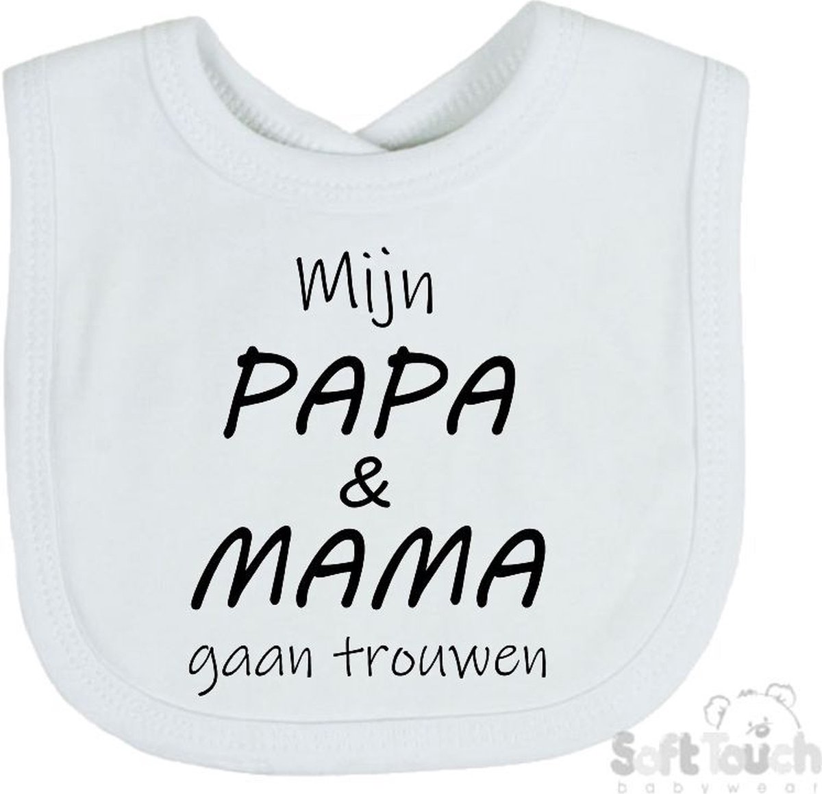 Goedkoopste Soft Touch Slabber Slabbetje Slab Mijn papa & mama gaan trouwen Unisex Katoen Wit/zwart Maat 33x22 Cm