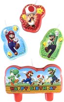 Taartkaarsjes verjaardag Super Mario, 4 stuks