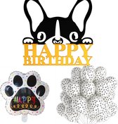 22-delige It's My Birthday Bulldog honden verjaardag set met taart topper en ballonnen - hond - taart topper - verjaardag - ballon - huisdier - bulldog